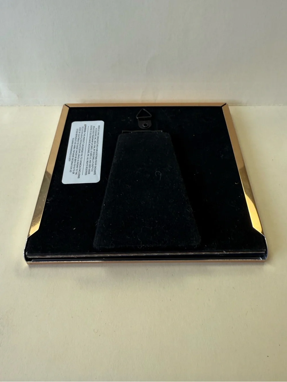 White Enamel and Rose Gold Decorative Heart Shaped Desk Mirror with Frame Stand
